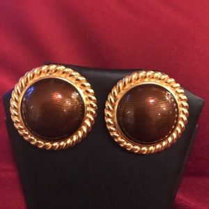 Gold/ bronze button earrings
